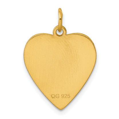 Ss/Gold Plated Sterling Silver Gp Engraveable Heart Polished Disc Charm