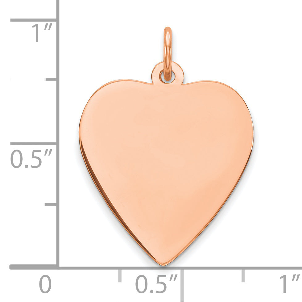 Ss/Rose Plated Sterling Silver Rg Eng. Heart Polish Front/Satin Back Disc Charm