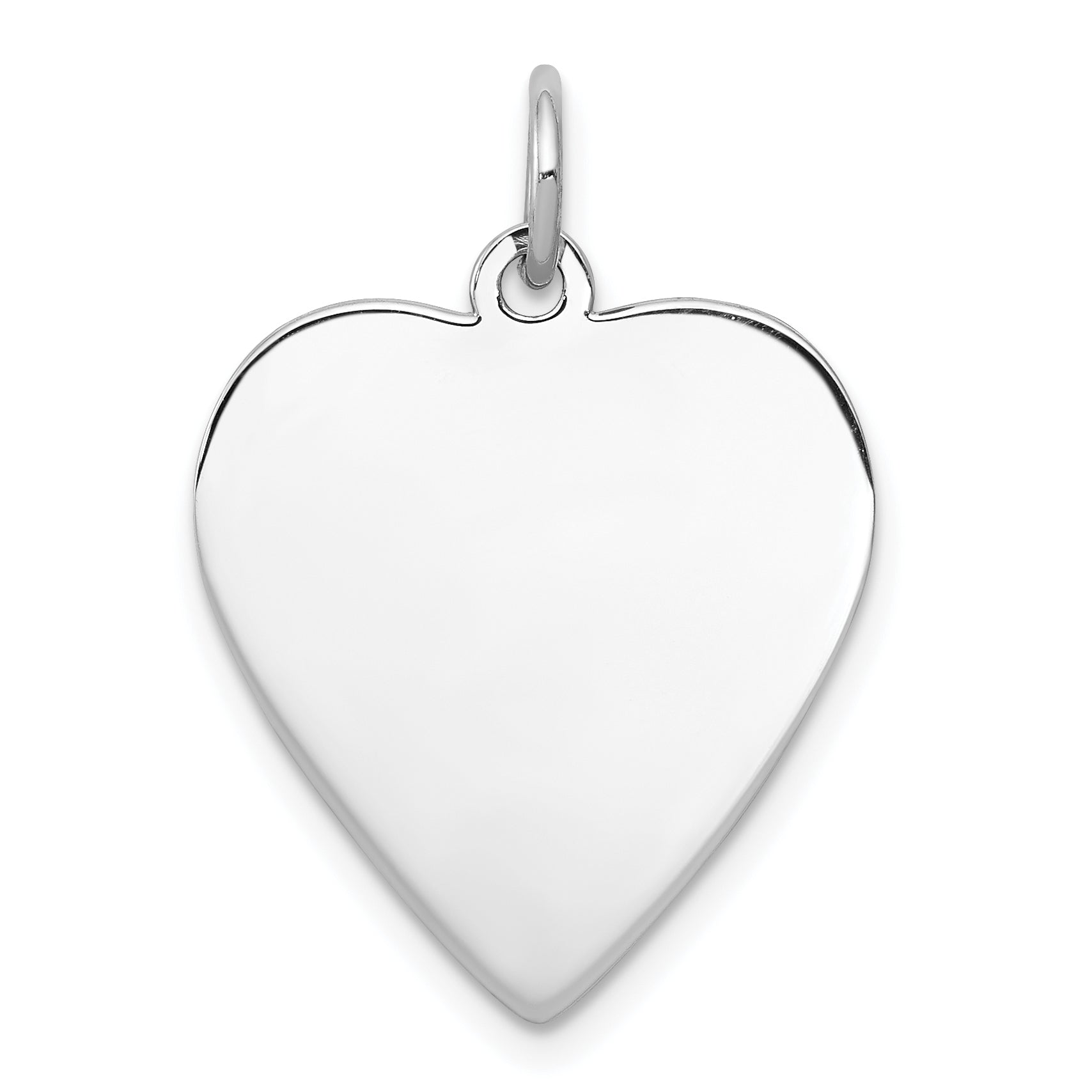 Sterling Silver Rh-Plt Engraveable Heart Polished Front/Back Disc Charm