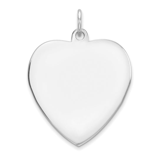 Sterling Silver Ss Rh-Plt Engraveable Heart Polished Front/Satin Back Disc Charm
