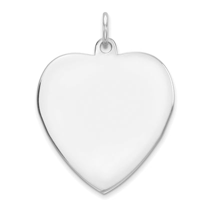 Sterling Silver Rhod-Plated Eng. Heart Polish Front/Satin Back Disc Charm