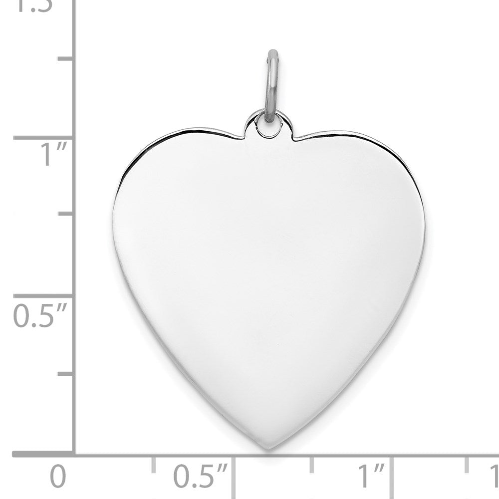 Sterling Silver Ss Rh-Plt Engraveable Heart Polished Front/Satin Back Disc Charm