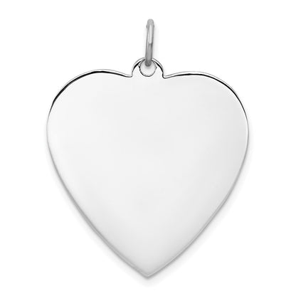 Sterling Silver Ss Rh-Plt Engraveable Heart Polished Front/Satin Back Disc Charm