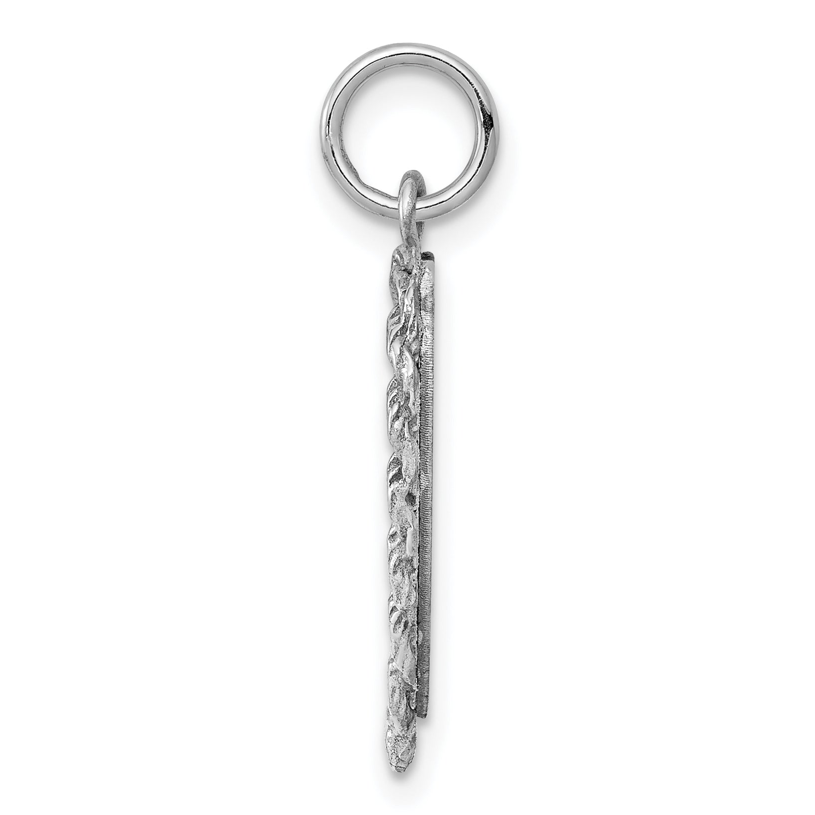 Sterling Silver Rh-Plt Engraveable Heart Polished Front/Back Disc Charm