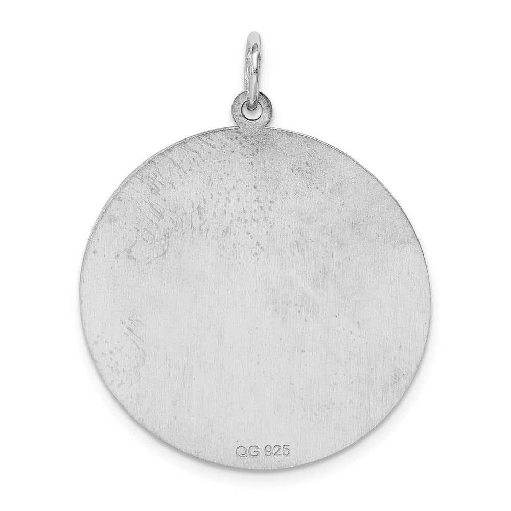 Sterling Silver Ss Rh-Plt Engraveable Round Polished Front/Satin Back Disc Charm