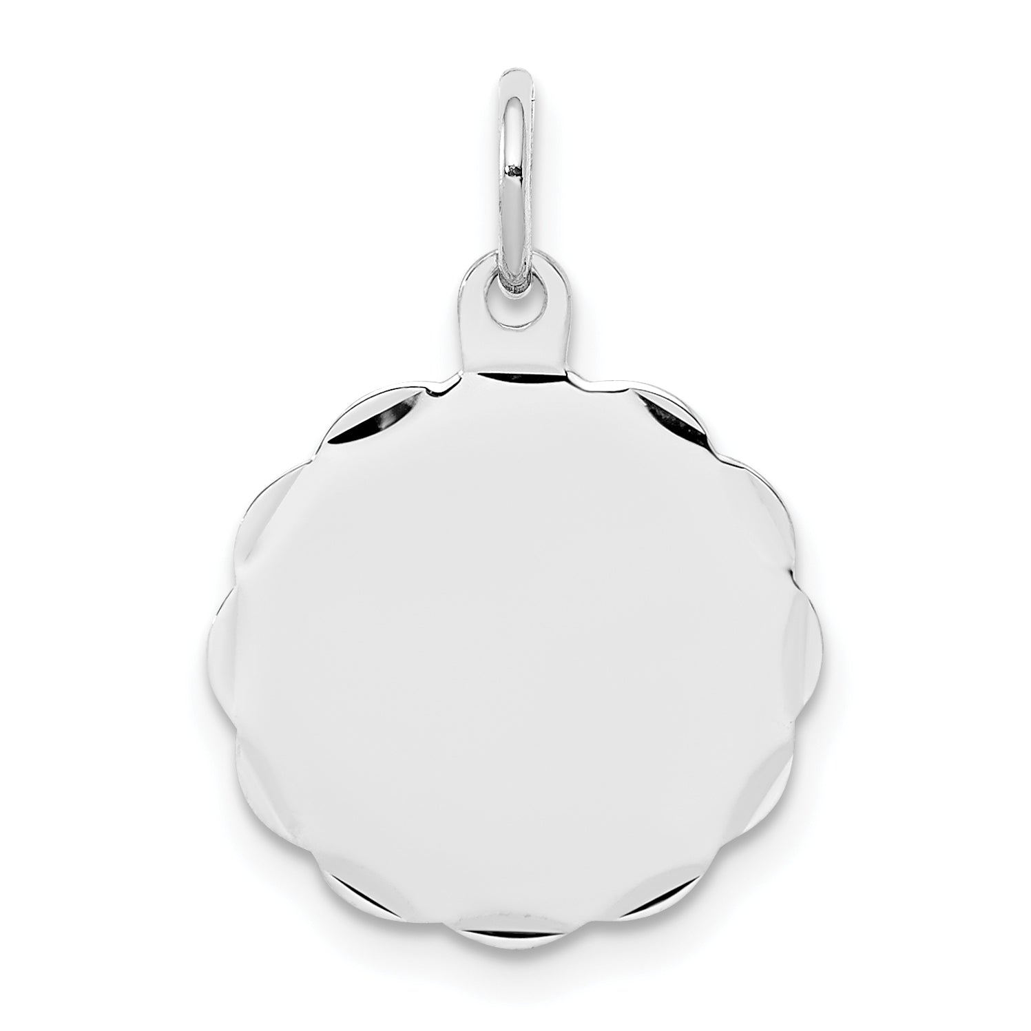 Sterling Silver Rh-Plt Engraveable Polished Front/Satin Back Disc Charm