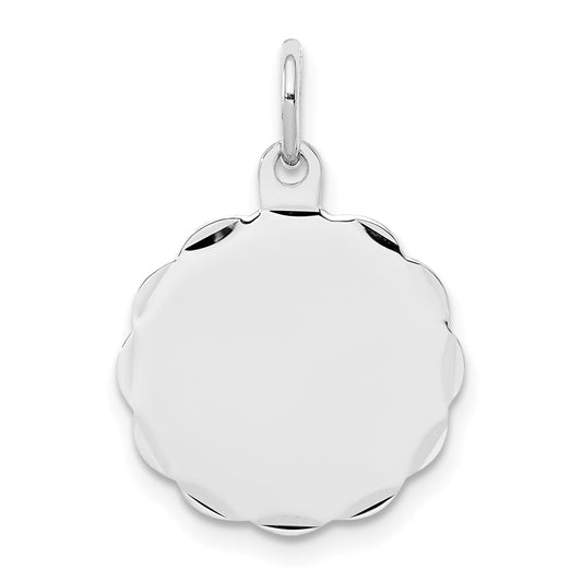 Sterling Silver Rh-Plt Engraveable Polished Front/Satin Back Disc Charm