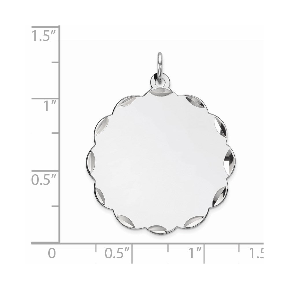 Sterling Silver Rh-Plt Engraveable Polished Front/Satin Back Disc Charm