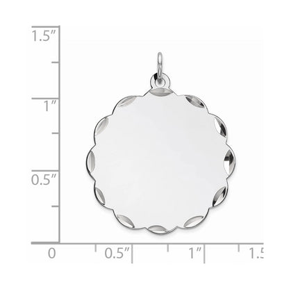 Sterling Silver Rh-Plt Engraveable Polished Front/Satin Back Disc Charm
