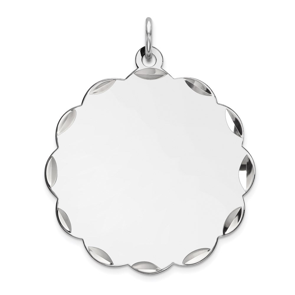 Sterling Silver Rh-Plt Engraveable Polished Front/Satin Back Disc Charm