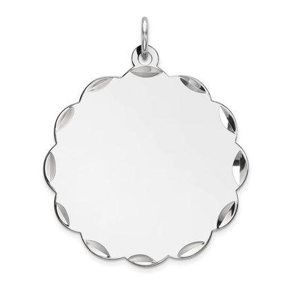 Sterling Silver Rh-Plt Engraveable Polished Front/Satin Back Disc Charm