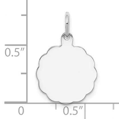 Sterling Silver Rh-Plt Engraveable Polished Front/Satin Back Disc Charm