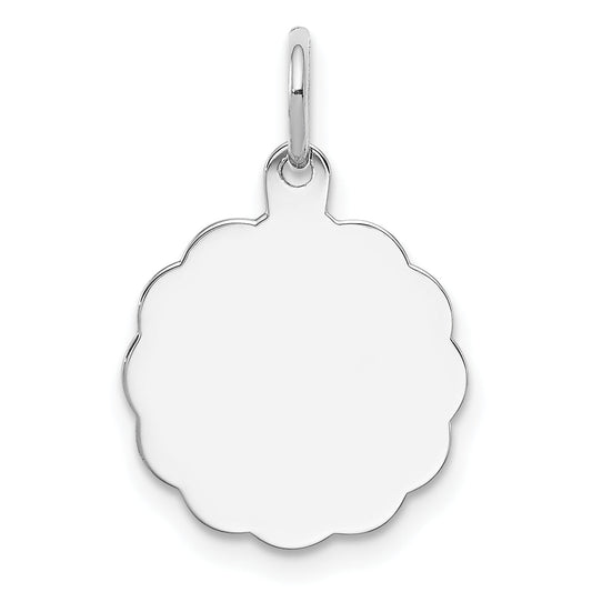 Sterling Silver Rh-Plt Engraveable Polished Front/Satin Back Disc Charm