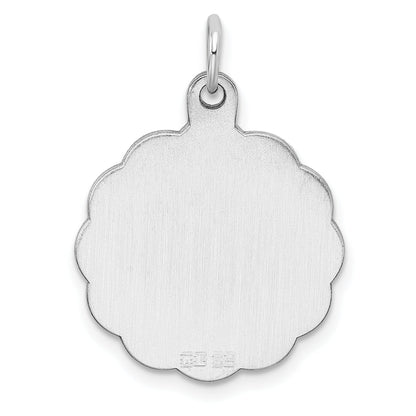 Sterling Silver Rh-Plt Engraveable Polished Front/Satin Back Disc Charm