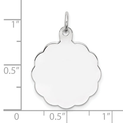 Sterling Silver Rh-Plt Engraveable Polished Front/Satin Back Disc Charm