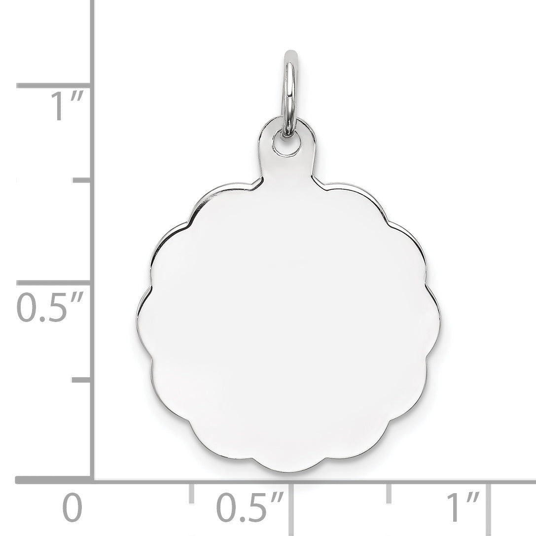 Sterling Silver Rh-Plt Engraveable Polished Front/Satin Back Disc Charm