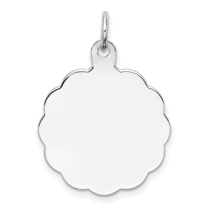 Sterling Silver Rh-Plt Engraveable Polished Front/Satin Back Disc Charm