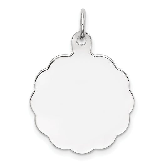 Sterling Silver Rh-Plt Engraveable Polished Front/Satin Back Disc Charm