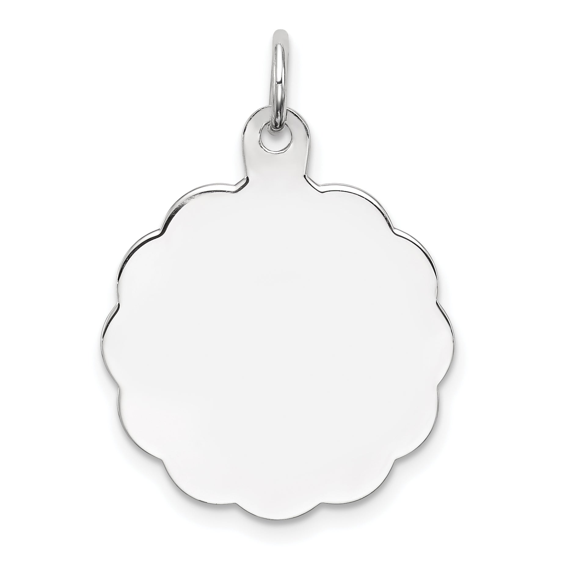 Sterling Silver Rh-Plt Engraveable Polished Front/Satin Back Disc Charm