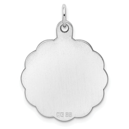 Sterling Silver Rh-Plt Engraveable Polished Front/ Back Disc Charm
