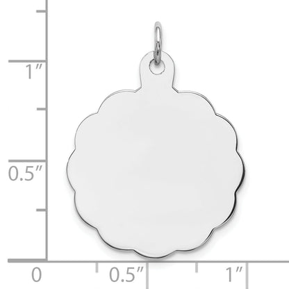 Sterling Silver Rh-Plt Engraveable Polished Front/ Back Disc Charm