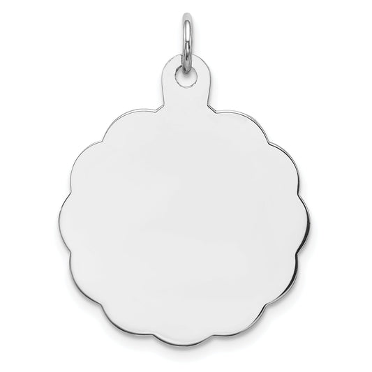 Sterling Silver Rh-Plt Engraveable Polished Front/ Back Disc Charm