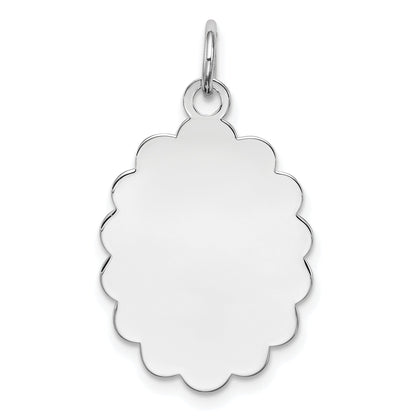 Sterling Silver Rh-Plt Engraveable Polished Front/Satin Back Disc Charm