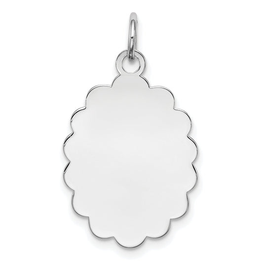 Sterling Silver Rh-Plt Engraveable Polished Front/Satin Back Disc Charm