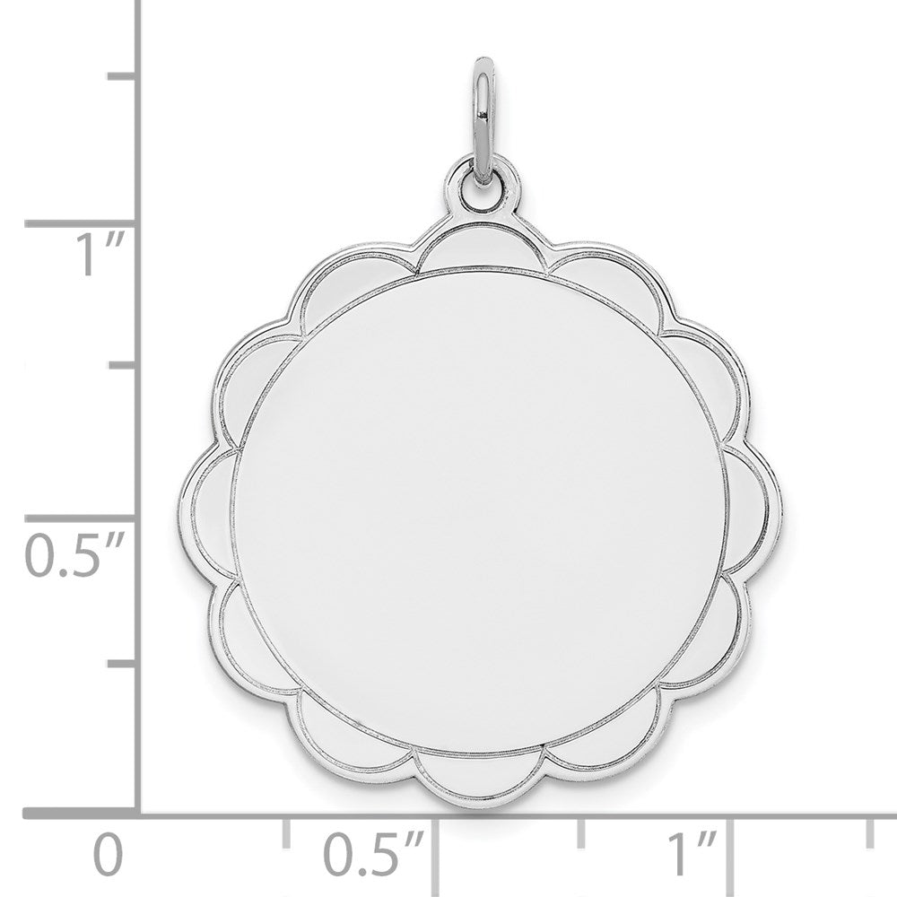 Sterling Silver Rh-Plt Engraveable Polished Front/Satin Back Disc Charm