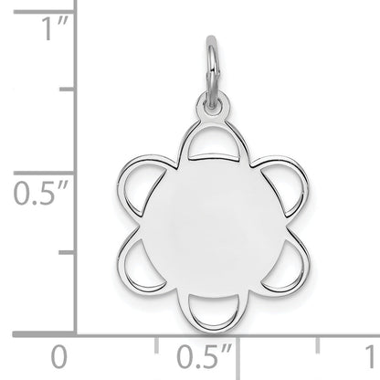 Sterling Silver Rh-Plt Engravable Polished Front/Satin Back Disc Charm