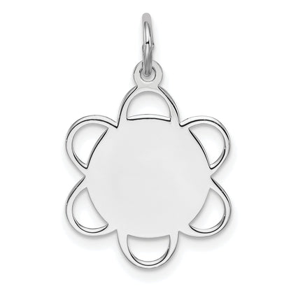 Sterling Silver Rh-Plt Engravable Polished Front/Satin Back Disc Charm