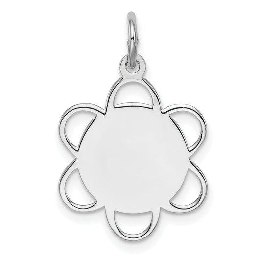 Sterling Silver Rh-Plt Engravable Polished Front/Satin Back Disc Charm