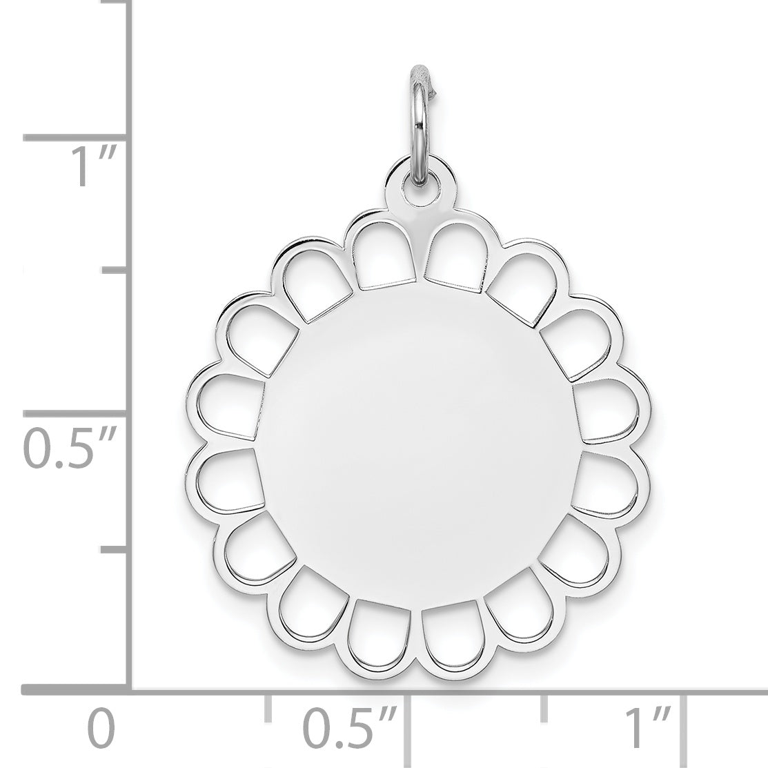 Sterling Silver Rh-Plt Engraveable Polished Front/Satin Back Disc Charm