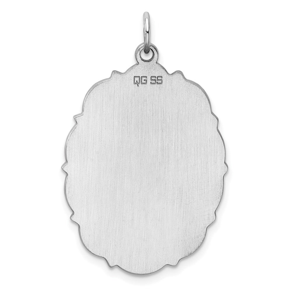 Sterling Silver Rh-Plt Engraveable Polished Front/Satin Back Disc Charm