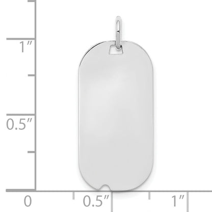 Sterling Silver Rh-Plt Engraveable Dog Tag Polished Front/Back Disc Charm
