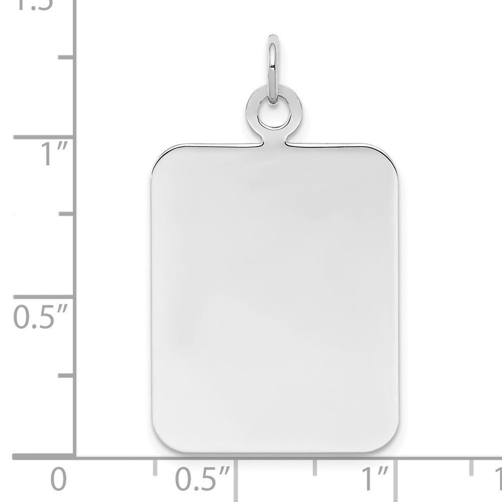 Sterling Silver Ss Rh-Plt Engraveable Rectangle Polished Front/Satin Back Disc Charm