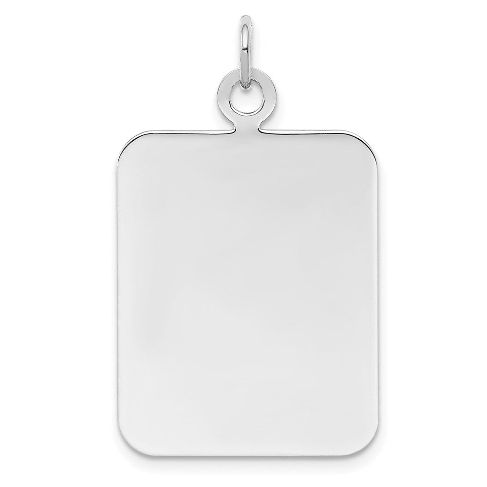 Sterling Silver Ss Rh-Plt Engraveable Rectangle Polished Front/Satin Back Disc Charm
