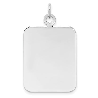 Sterling Silver Ss Rh-Plt Engraveable Rectangle Polished Front/Satin Back Disc Charm