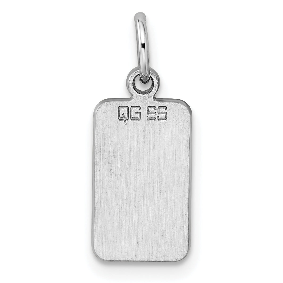 Sterling Silver Ss Rh-Plt Engraveable Rectangle Polished Front/Satin Back Disc Charm