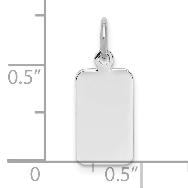 Sterling Silver Ss Rh-Plt Engraveable Rectangle Polished Front/Satin Back Disc Charm