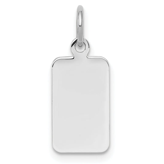 Sterling Silver Ss Rh-Plt Engraveable Rectangle Polished Front/Satin Back Disc Charm