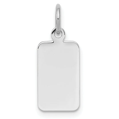 Sterling Silver Sterl Rh-Plt Engraveable Rectangle Polished Front/Back Disc Charm