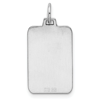 Sterling Silver Rhod.-Plated Eng. Rect. Polish Front/Back Disc Charm