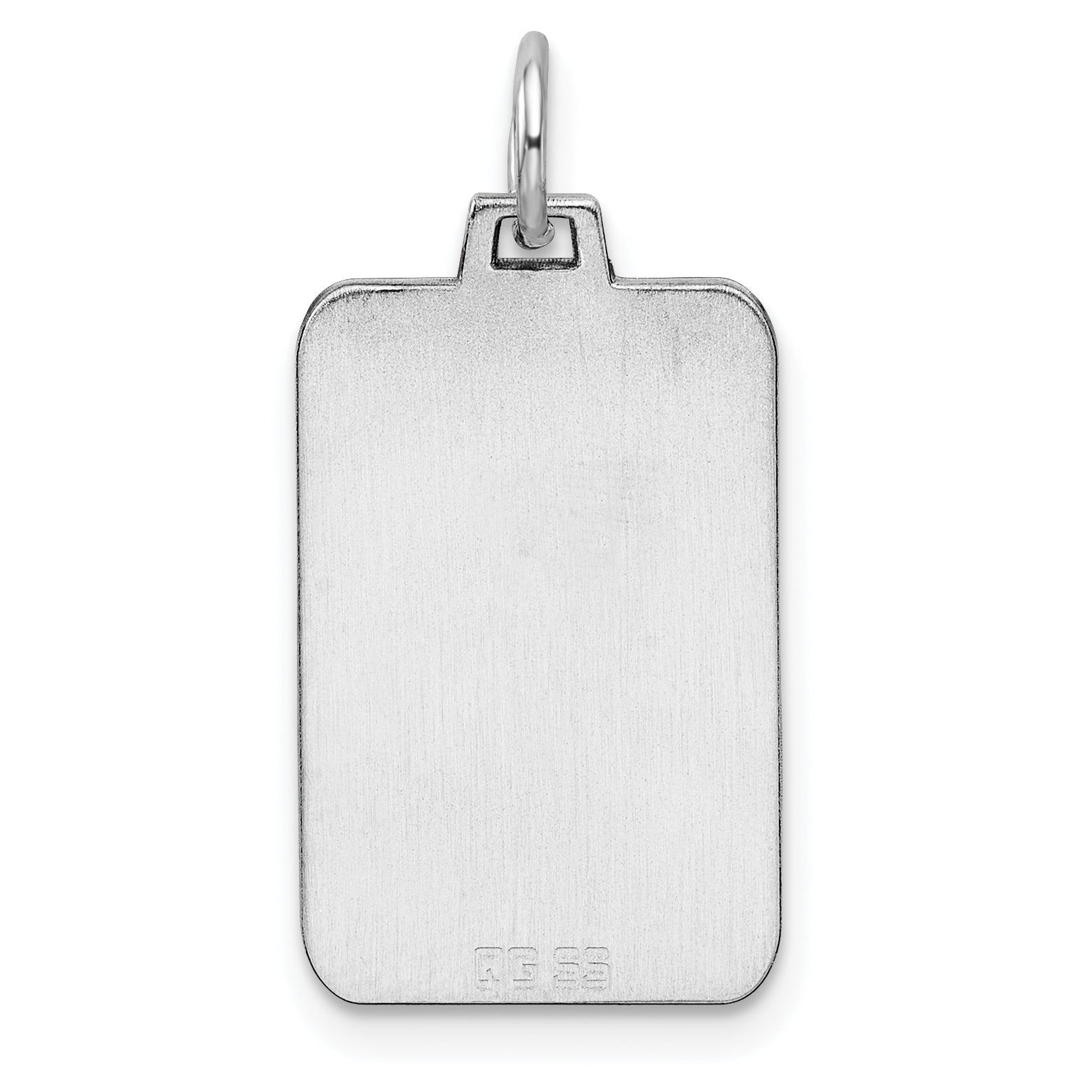 Sterling Silver Rhod.-Plated Eng. Rect. Polish Front/Satin Back Disc Charm