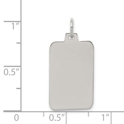 Sterling Silver Rhod.-Plated Eng. Rect. Polish Front/Satin Back Disc Charm