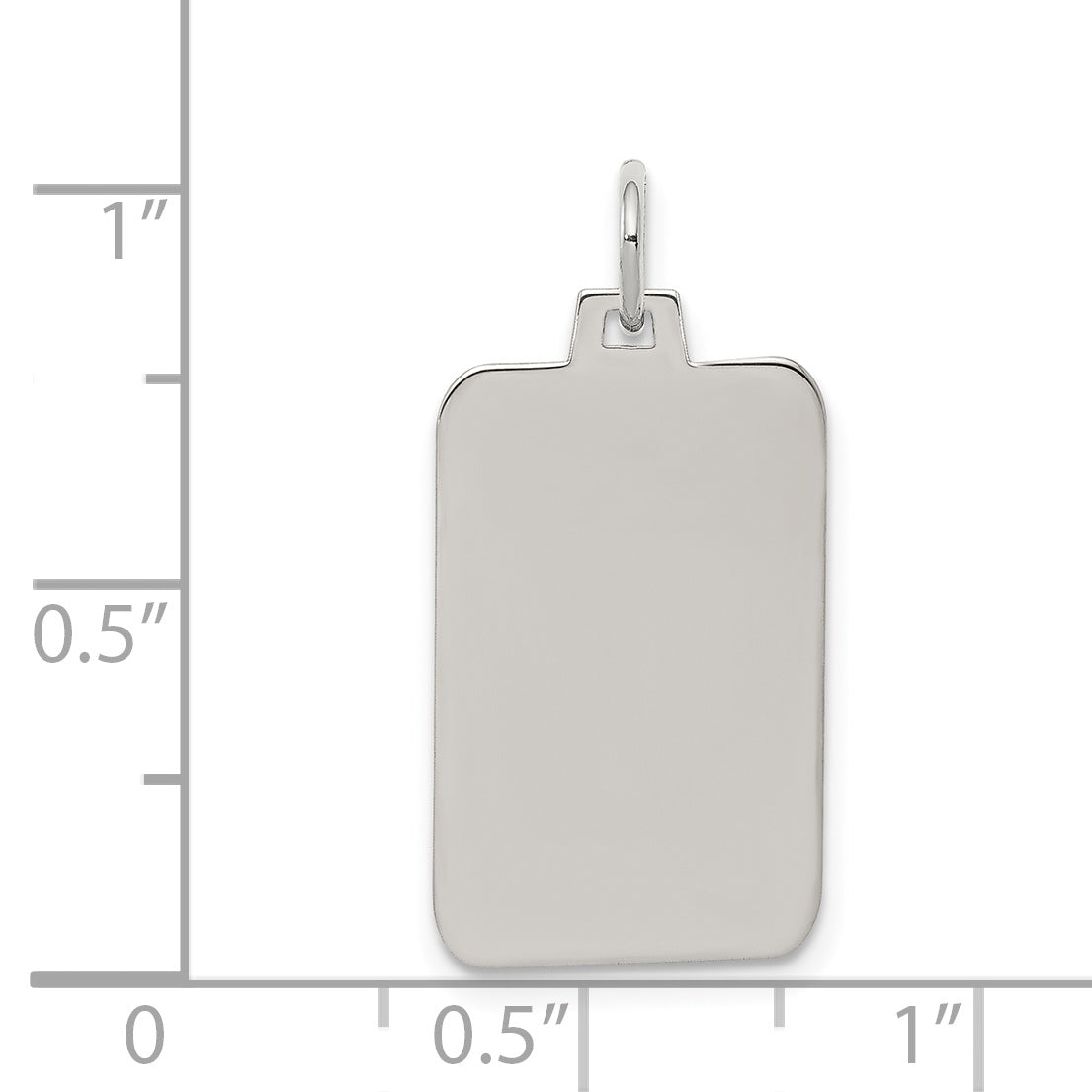 Sterling Silver Rhod.-Plated Eng. Rect. Polish Front/Back Disc Charm