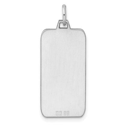 Sterling Silver Rhod-Plate Eng. Rect. Polish Front/Satin Back Disc Charm