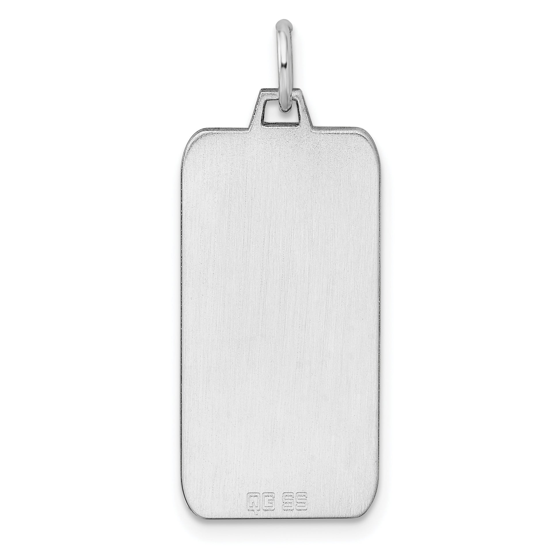 Sterling Silver Rhod-Plate Eng. Rect. Polish Front/Back Disc Charm