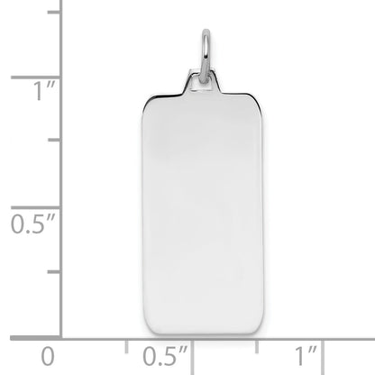 Sterling Silver Rhod-Plate Eng. Rect. Polish Front/Satin Back Disc Charm