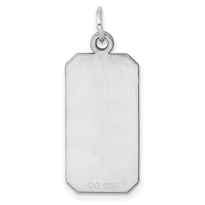 Sterling Silver Ss Rh-Plt Engraveable Rectangle Polished Front/Satin Back Disc Charm